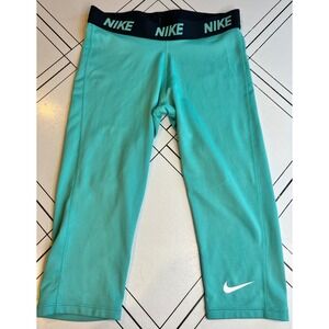 Nike Dri-Fit Girl's Cropped Athletic Leggings Teal Size L